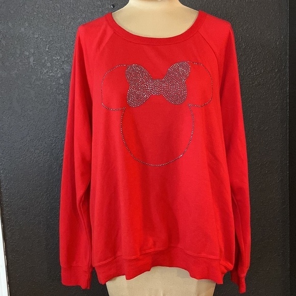 Disney Parks Women's‎ red and silver studded Minnie long sleeve super soft top - Picture 6 of 6